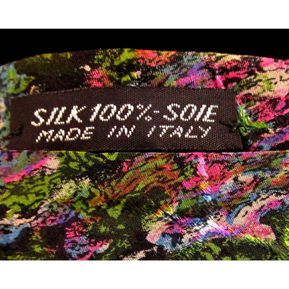 $245 A. Taghi Silk Designer Mens Tie Italy Abstract Teal Pink Artistic Pink - Picture 5 of 9